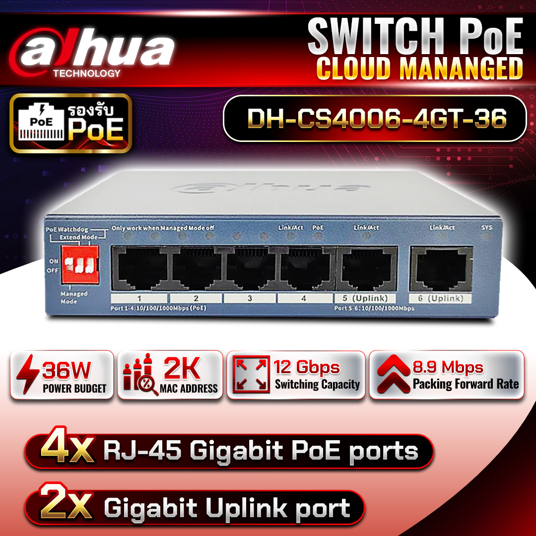 เครื่อง POE DH-CS4006-4GT-36