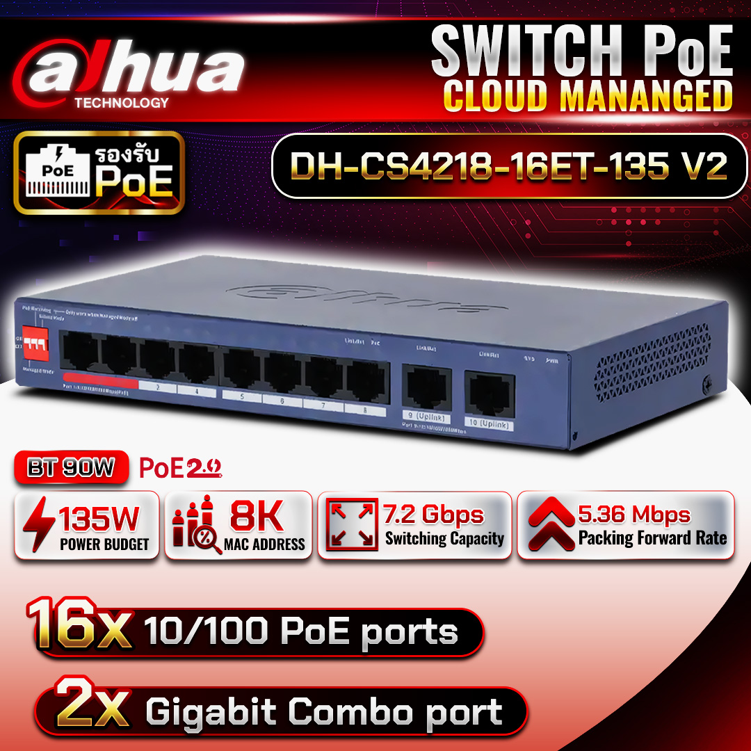 เครื่องPOE DH-CS4218-16ET-135 V2