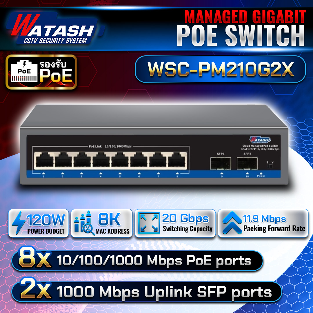 Switch POE WSC-PM210G2X 10-Port  8+2 SFP
