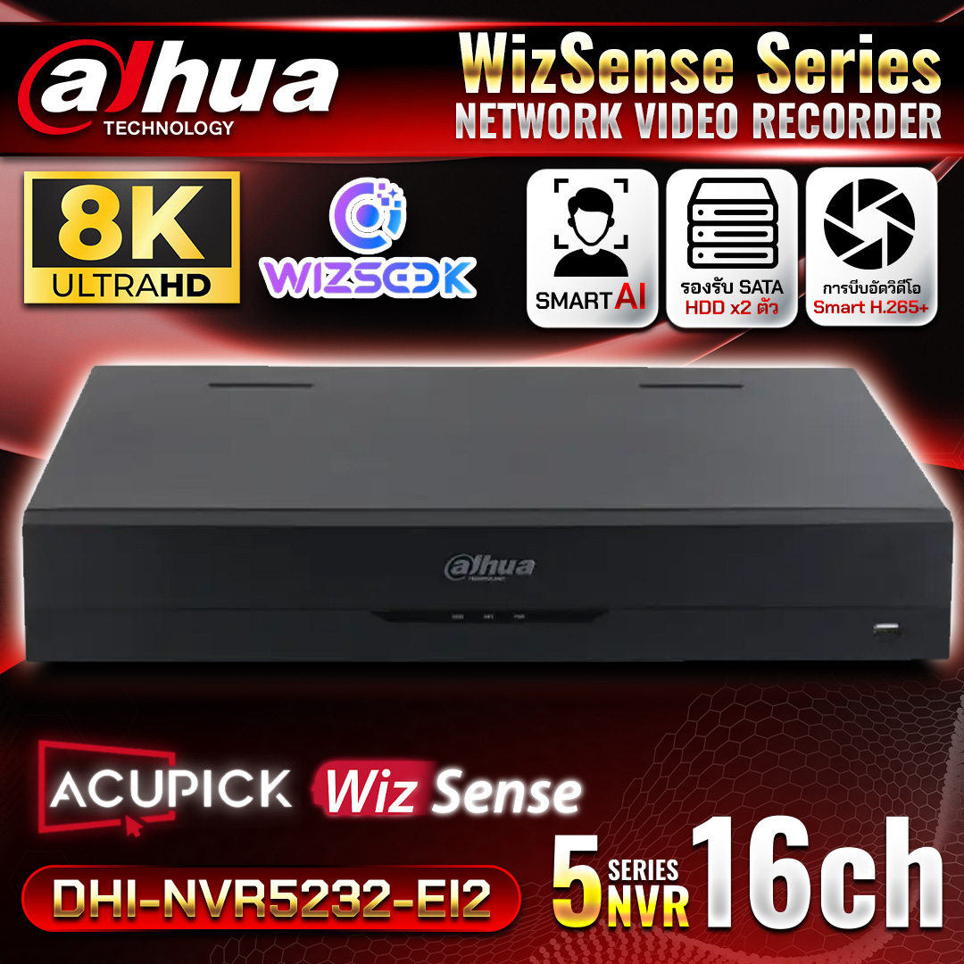 DAHUA เครื่องบันทึก NVR 16Ch. รุ่น NVR5416-EI รองรับกล้อง 32MP มี WizSense AcuPick