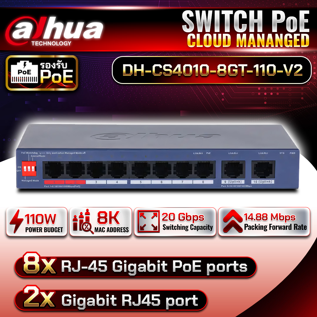 Switch POE DH-CS4010-8GT-110-V2