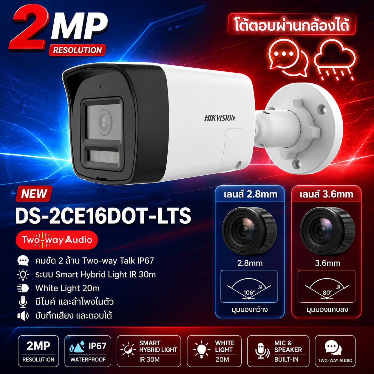 กล้องกระบอก DS-2CE16D0T-LTS