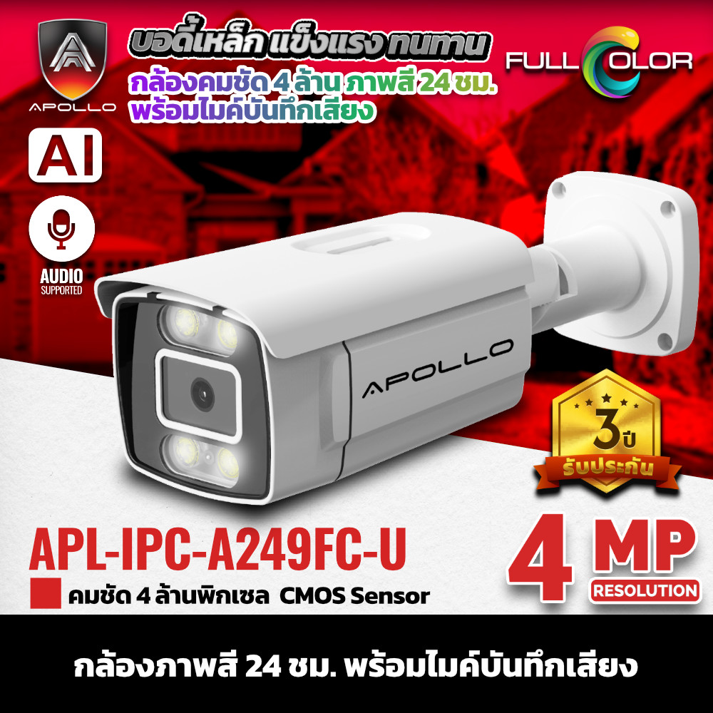 APOLLO กล้องวงจรปิด IP รุ่น APL-IPC-A249FC-U ภาพสี 24ชม. บันทึกเสียง