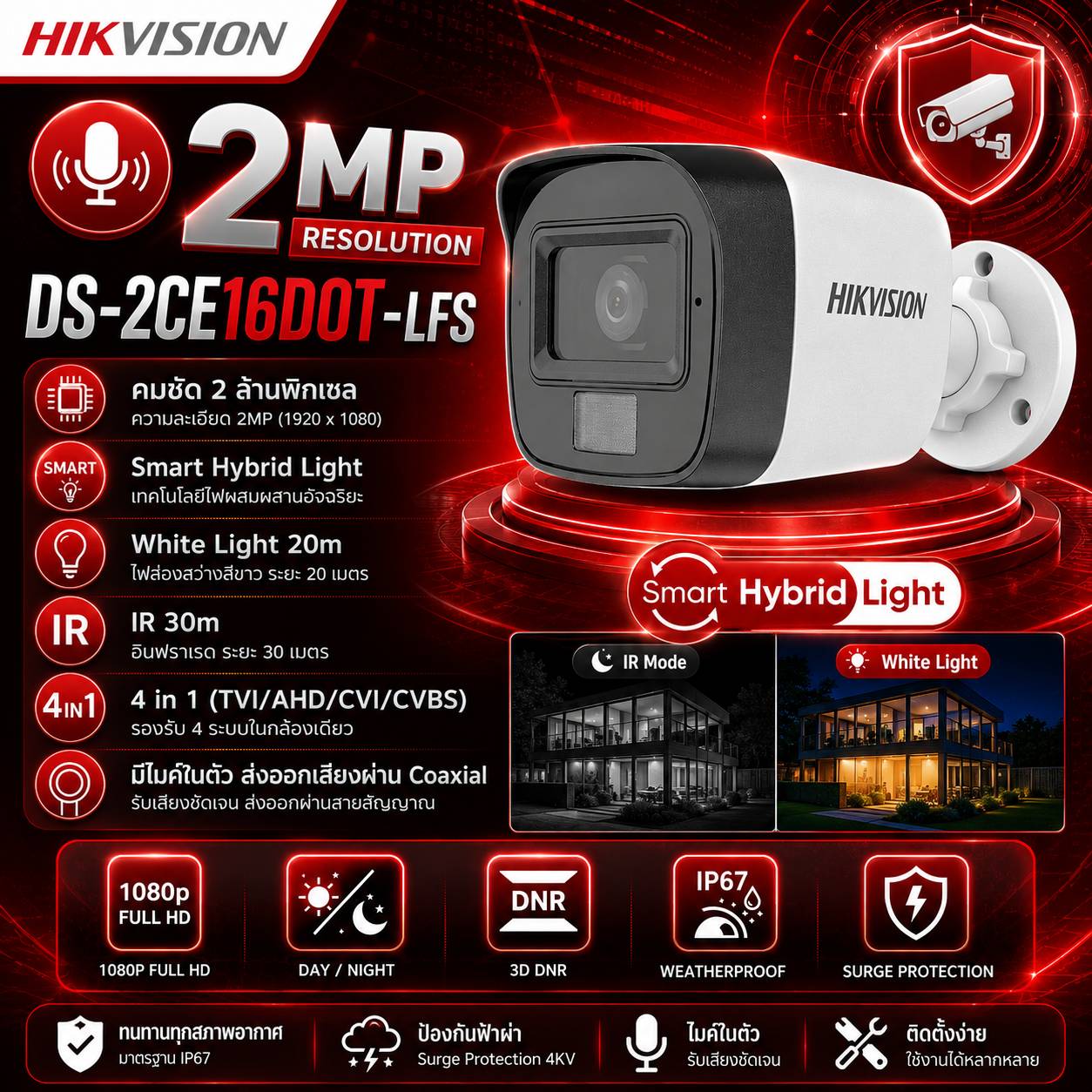 กล้องกระบอก DS-2CE16D0T-LFS