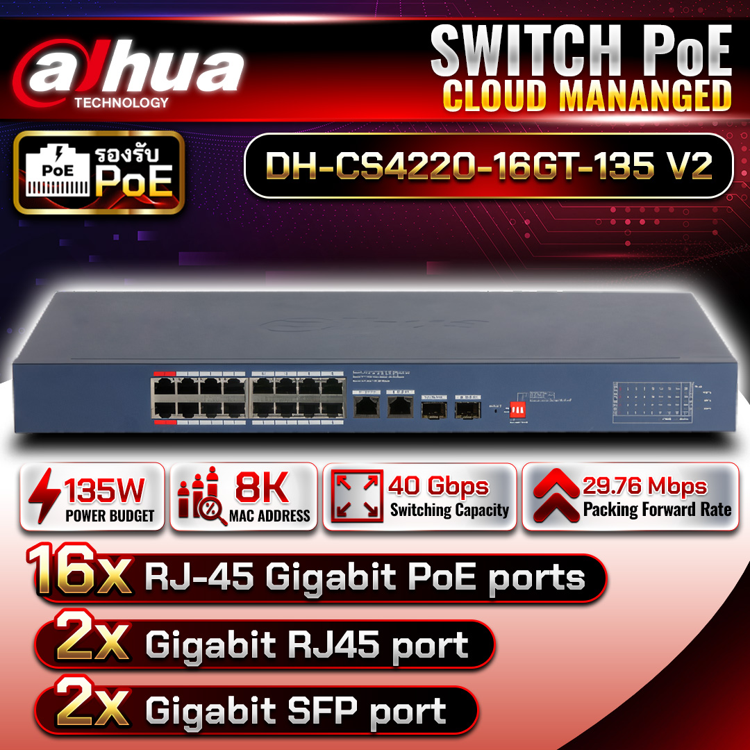 Switch POE DH-CS4220-16GT-135 V2