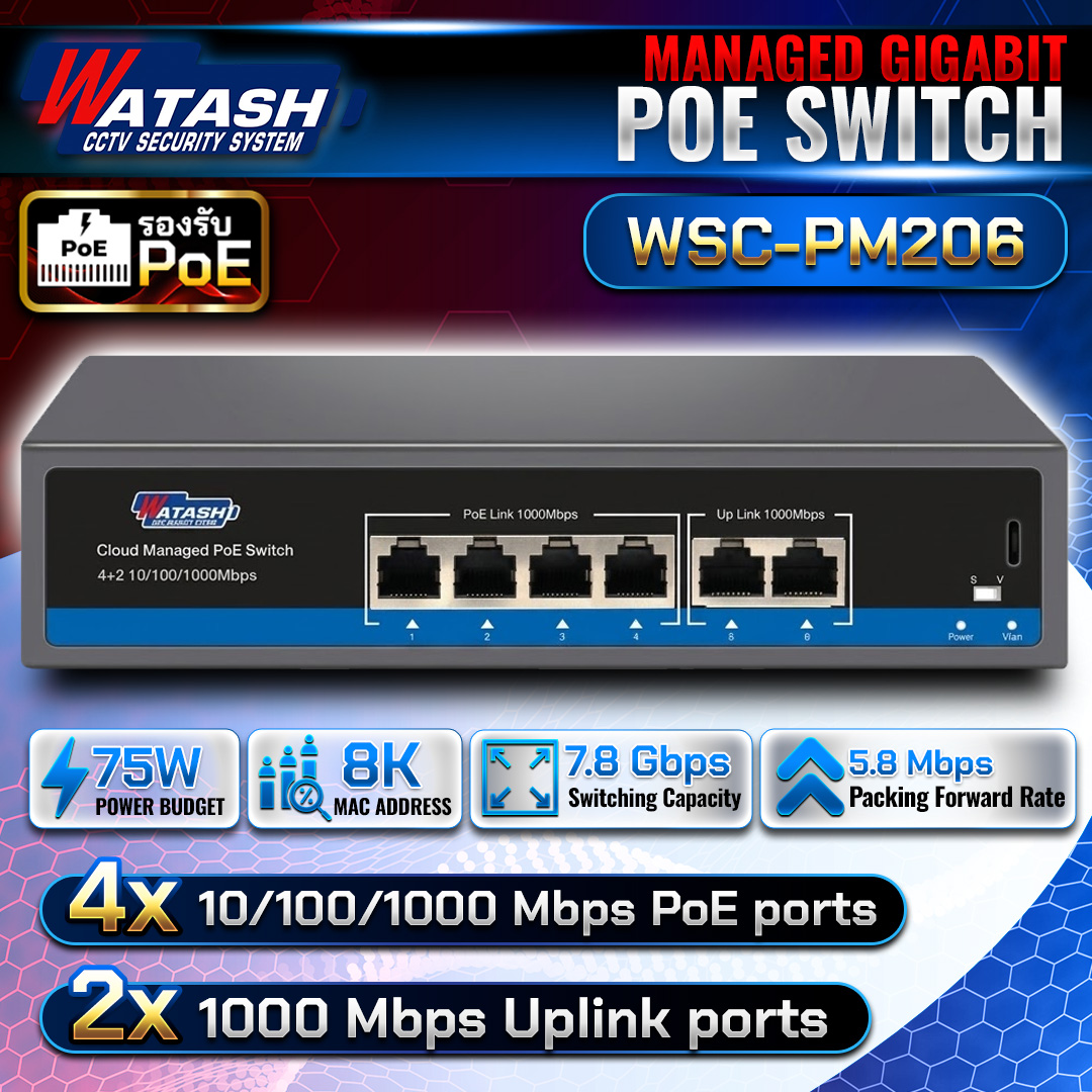 Swit POE WSC-PM206 6-Port  4+2
