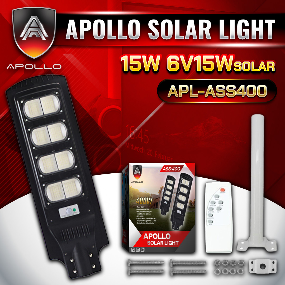 APOLLO Solar Street Light ไฟถนนโซล่าเซลล์ รุ่น ASS-400 400W